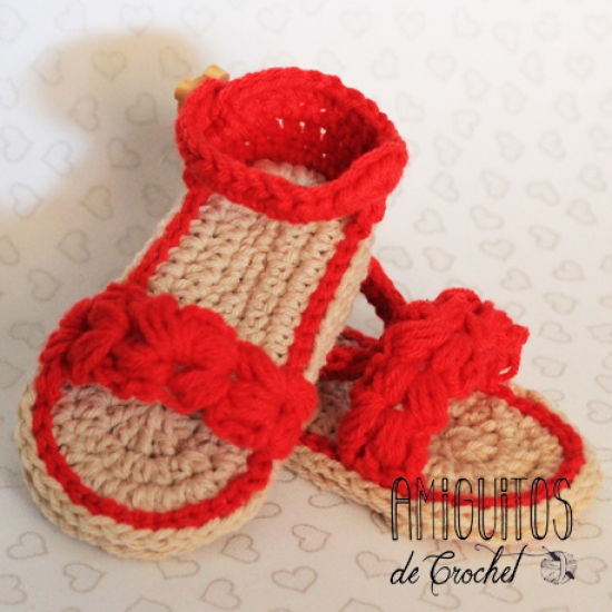 Sandalias verano para bebé, Amiguitos de crochet